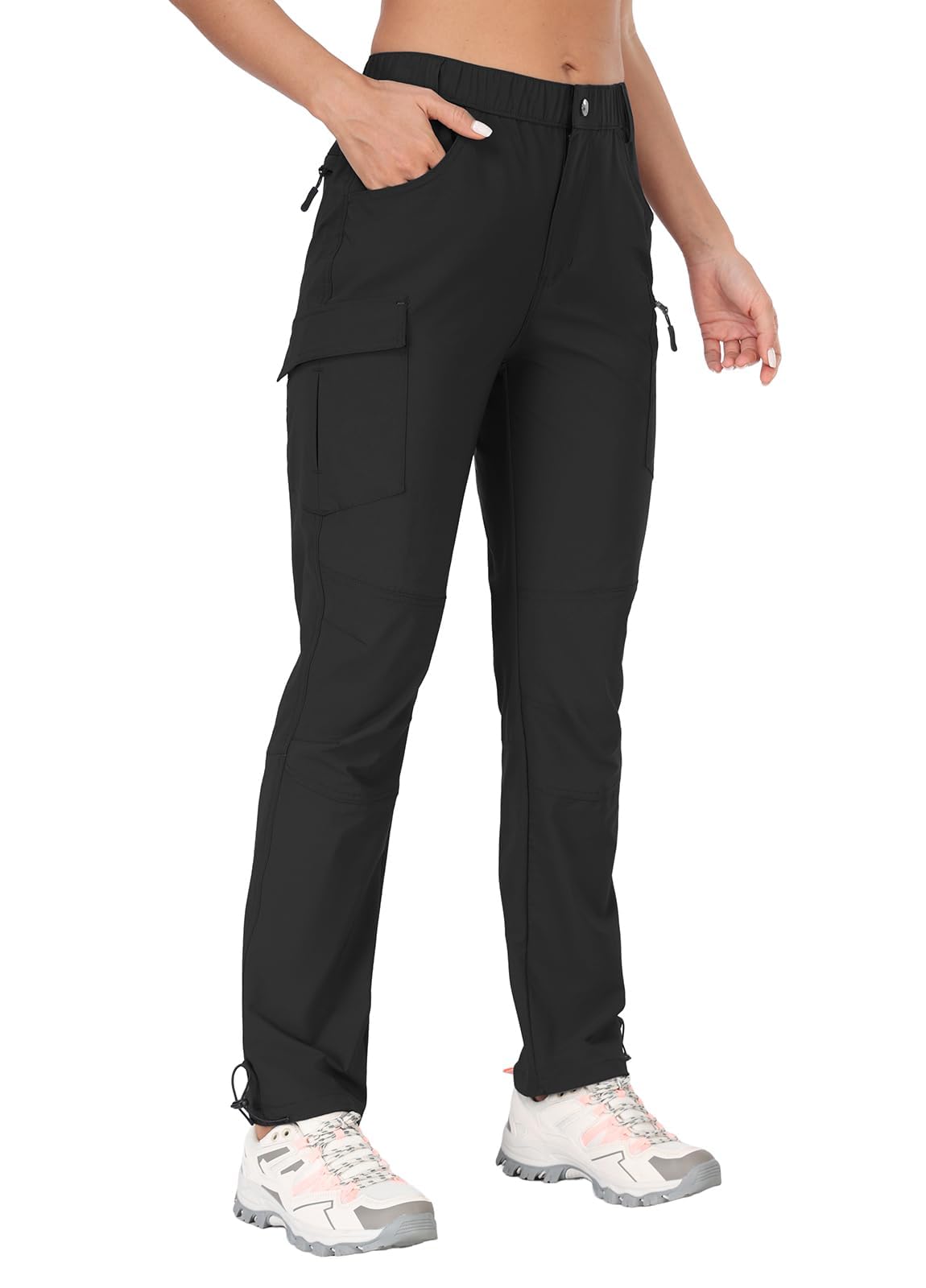 GymBrave Pantaloni Trekking Donna Cargo Capri 3/4 Estivi Leggeri Asciugatura Rapida con Tasche Zip Campeggio All'Aperto