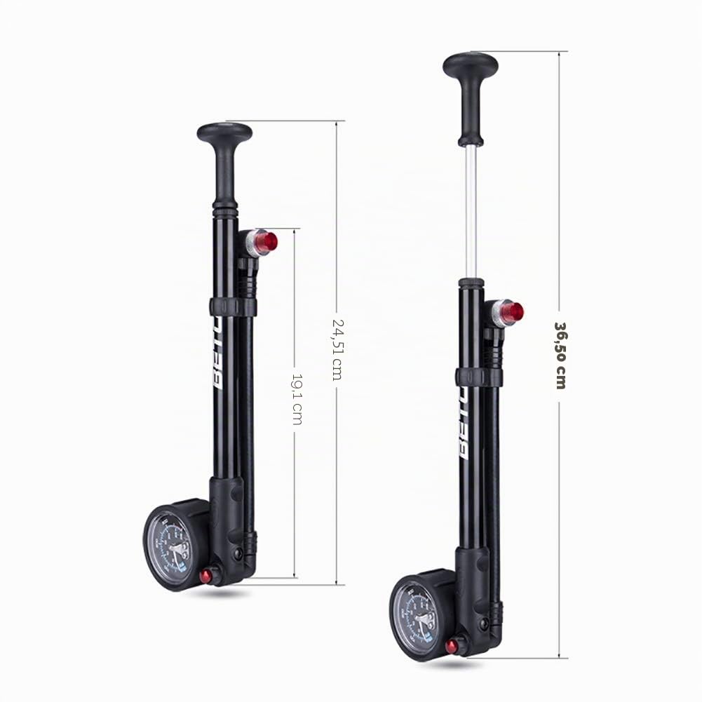 BETO Pompe à Chocs Haute Pression 400 PSI Max VTT pour Fourche et Suspension arrière Valve Schrader