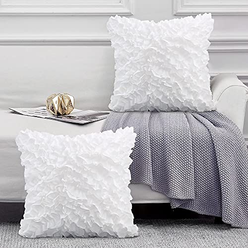 Leeden 20x20 Throw Pillow Covers Boho Set of 2, Christmas Decorative Fall Pillowcases, White Cushion Cases Covers for Sofa Couch Bed Chair Bedding DÃ©cor Floral Soft Farmhouse 3D Handmade 20 Inch
