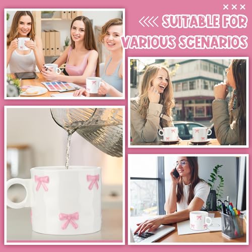 Taza de cerámica rosa Jingmore con lazo 11oz miniatura 6