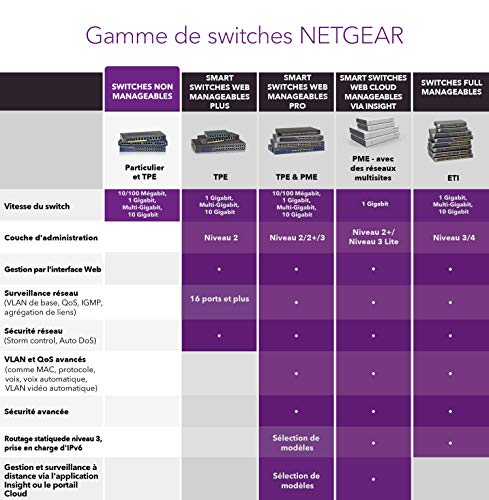 NETGEAR (GS524PP) SwitchEthernet PoE 24 ports Gigabit (10/100/1000), switch RJ45 avec 24 ports PoE+ @ 300W, Silencieux, bureau/rack et protection à vie ProSAFE