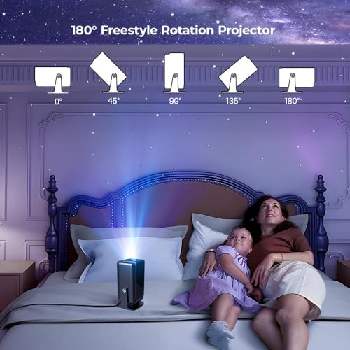 Image of Portable Mini Projector, 4K 1080P Full HD Projector, Support Video Projector, WiFi 5G BT 5.0, Cinema Projector 180 Can Be Rotated, Android 11, Compatible with TV Stick /Windows for Kids and Adults.PX5