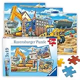 Ravensburger Kinderpuzzle - 09226 Große Baufahrzeuge - Puzzle für Kinder ab 5 Jahren, mit 3x49 Teilen