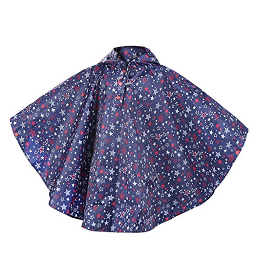 Smoxx Rain Poncho for Children Batwing-Sleeved Hooded Raincoat Waterproof Packable Rain Jacket
