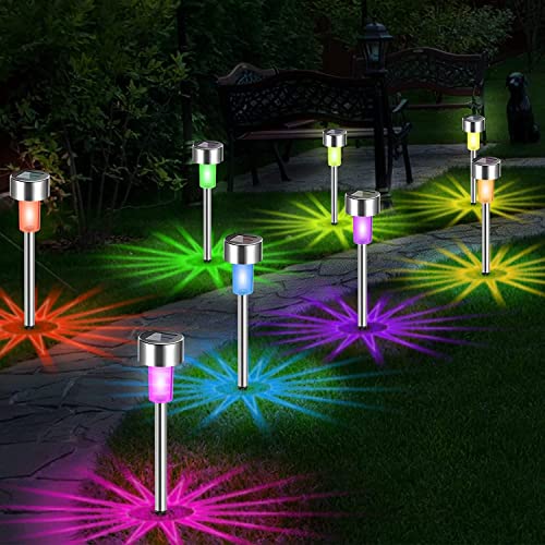 Fohil Lampes Solaires Jardin, 10 Pièces Lumière Solaire Extérieur Étanche Paysage Lampe Eclairage pour Chemins Lumière Décoration de Jardin Patio,...