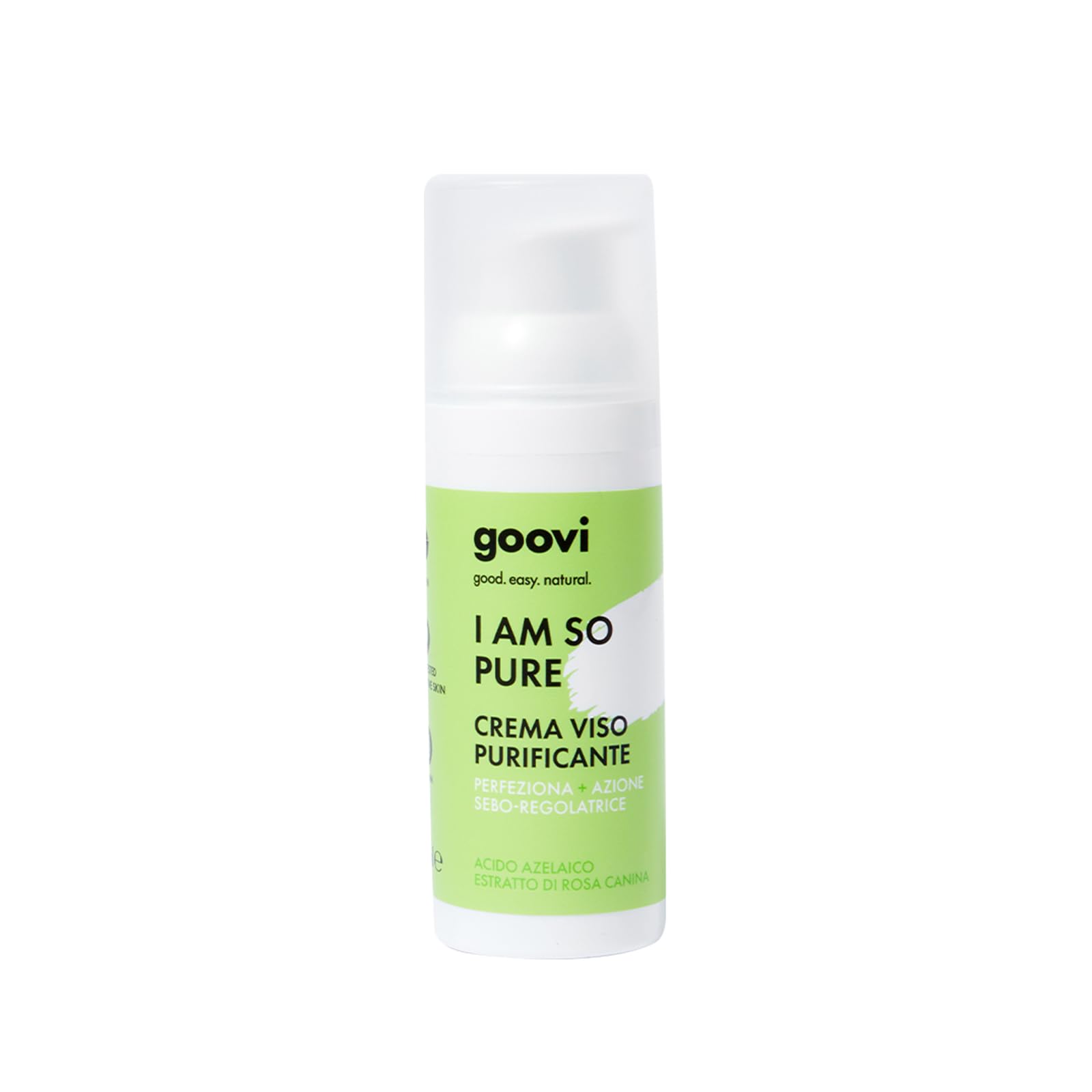 Goovi, I am So Pure Crema Viso Purificante per Pelle Grassa con Acido Azelaico, Effetto Astringente, Seboregolatore e Opacizzante, Aiuta a Riequilibrare la Flora Batterica, Formula Idratante, 50 ml