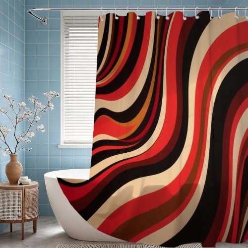 Rideau de douche polyester abstrait pour une ambiance de spa rétro unique - 3