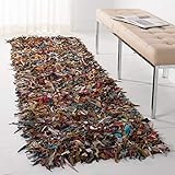 SAFAVIEH Leather Shag Collection Runner Rug - 2'3" x 9', Multi, Hand-Knotted Modern Leather, Non-Shedding & Easy Care, Ideal for High Traffic Areas in Living Room, Bedroom (LSG511M)