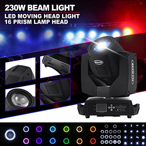 Try-Yean 2 Pack 230W Moving Head Beam Light 16Ch 16 Prism Moving Stage Lights With Lcd Display 12 Color 14 Gobo Patterns Dmx512 Dj Light Rotating Stage Lights For Weeding Party Club Music Shows #TOP2