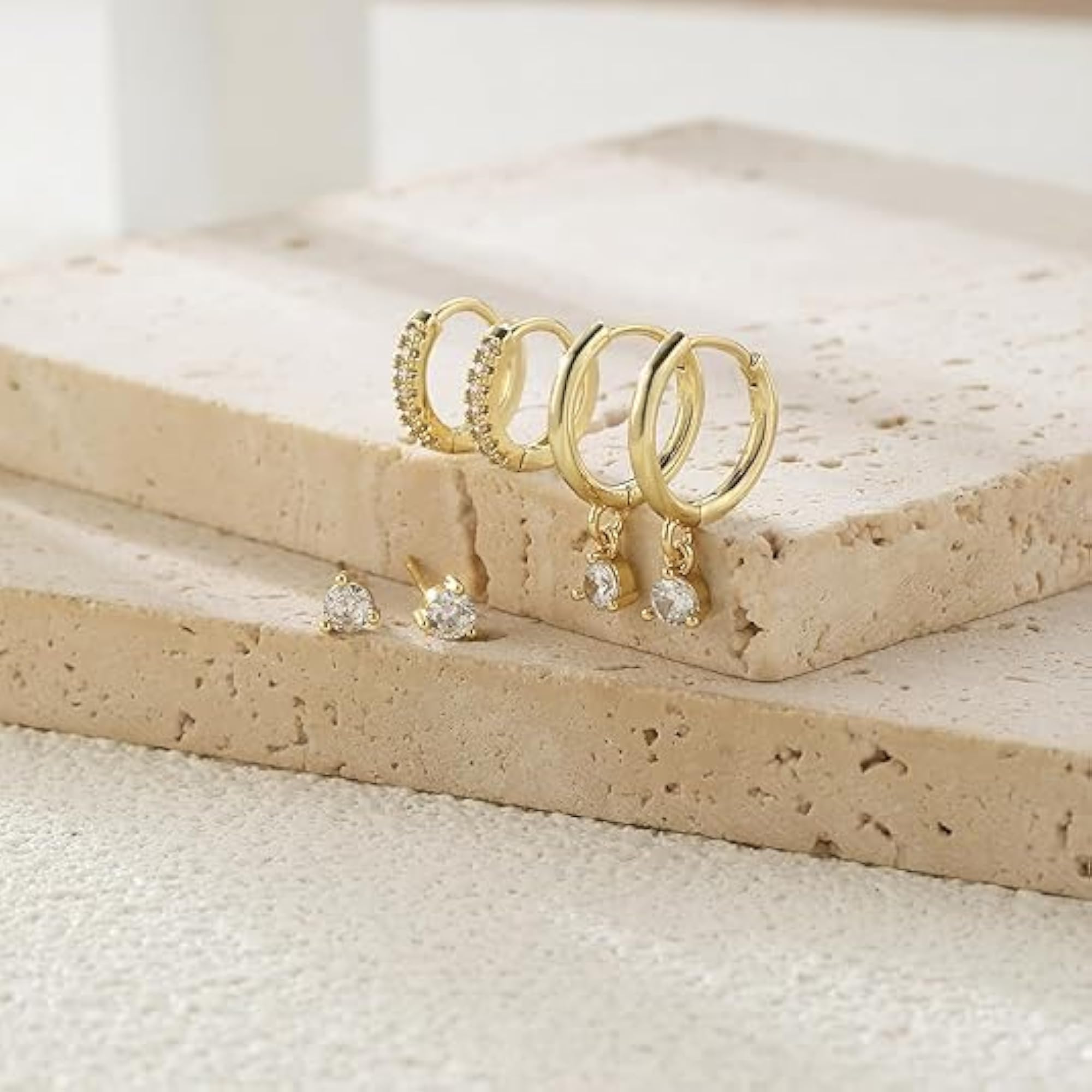 3 Pair Trendy Cartilage Huggie Hoop Stackable Earrings Set