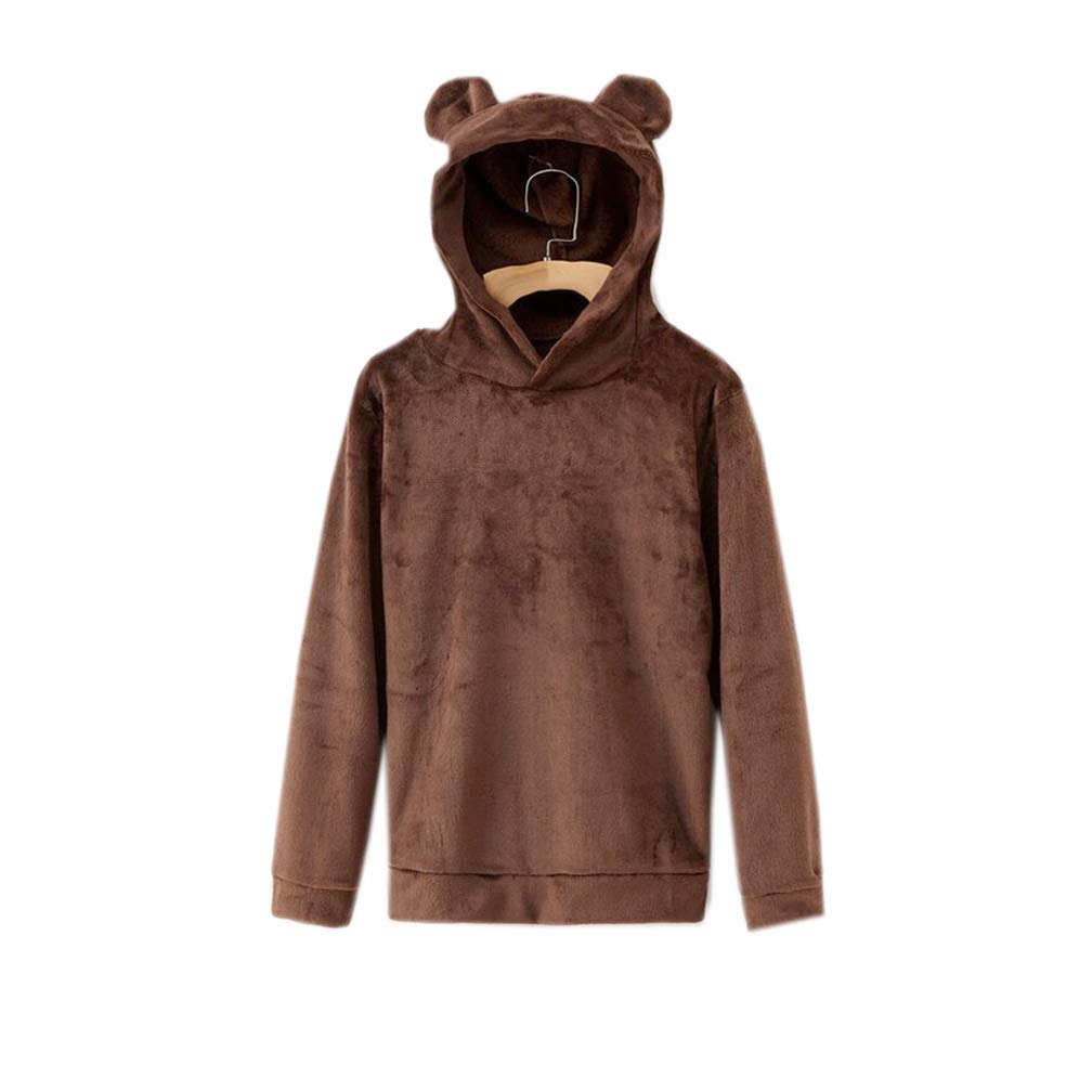 Harajuku Hoodies Sweatshirts Lovely with Bears Ears (Dark Brown)