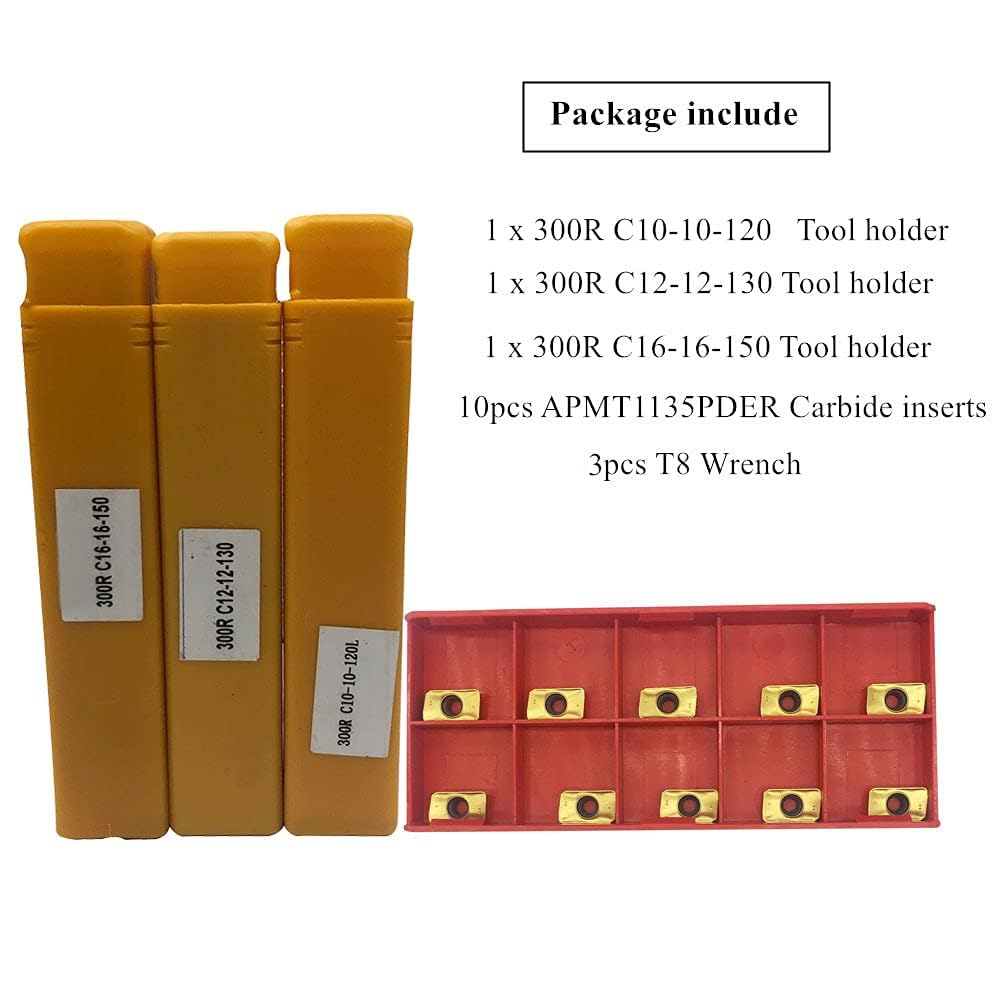 JTR 3pcs 90 Degree BAP300R End Mill Holders Indexable Inserts Tool Holder with 10pcs APMT1135PDER Milling Inserts for Machining Steel, Cast Iron — Amazon image 7