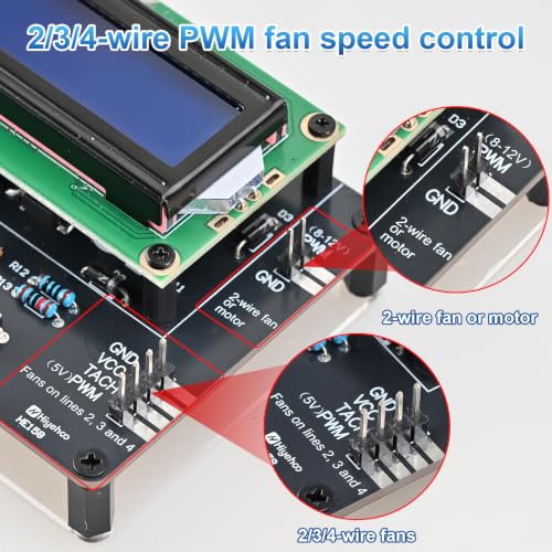 Controlador de ventilador PWM LCD con sensor térmico para regular velocidad 5