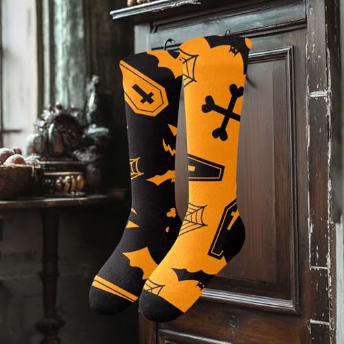 Halloween Socks for Women Girls Novelty Pumpkin Ghost Cat Print Crew Socks - image 2