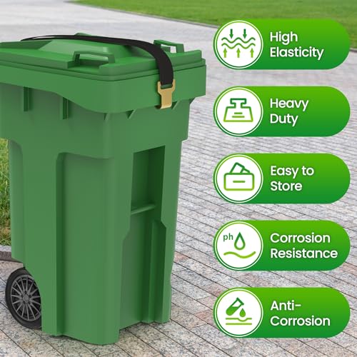 Image of 1 Pack Trash Can Lock for Raccoons, Adjustable Lid Strap with Metal Claw