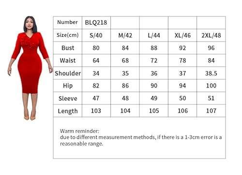 Oluolin Womens Pleated V Neck Peplum Wear To Work Office Sheath Dress Red #TOP3