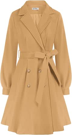 GRACE KARIN Women's Trench Coat Notch Lapel Double Breasted Thick A Line Pea Coats Jacket with Pockets(S-2XL)