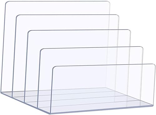 Organizador de archivos de acrílico transparente, soporte de escritorio con múltiples compartimentos para libros, documentos, oficina en casa,