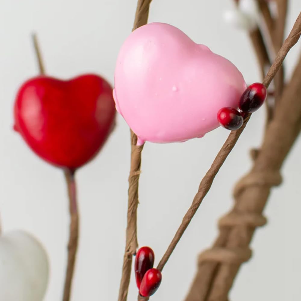 Künstliche Girlande, 1,5 m, rot-rosa-weißes Herz und Beeren, künstliche Girlande, Dekorationen für Valentinstag, Frühling, Hochzeit, Party, Heimdekoration