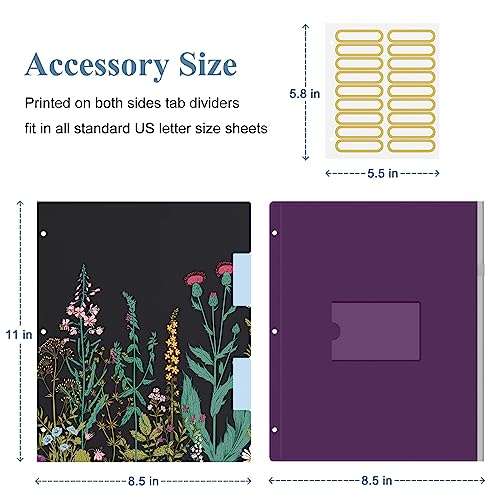 Image of 3 Ring Binder, 1 Inches Round Ring Binder with Clipboard, Dividers Tabs, PVC Zipper Bag Sleeves & to Do List Planners for Women, Men, School, Office Supplies, Wild Flower