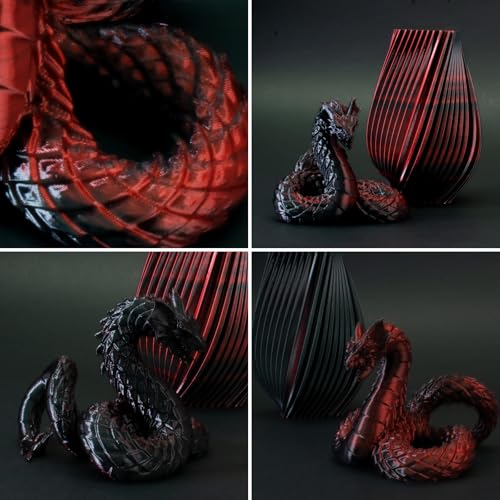 Image of Dual Color Silk PLA Filament 1.75mm Black Red 1KG, Shiny High Gloss Finish, Seamless Color Transition, Neatly Wound, Accuracy + /-0.02mm Vacuum Packaging
