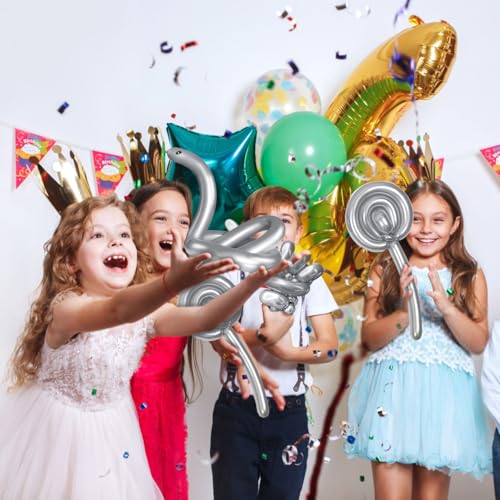 Image of 260 Metallic Silver Long Balloons for Balloon Garland Thickening Skinny Latex Twisting Animals Modeling Christmas Birthday Wedding Party Festival Decorations 100pcs