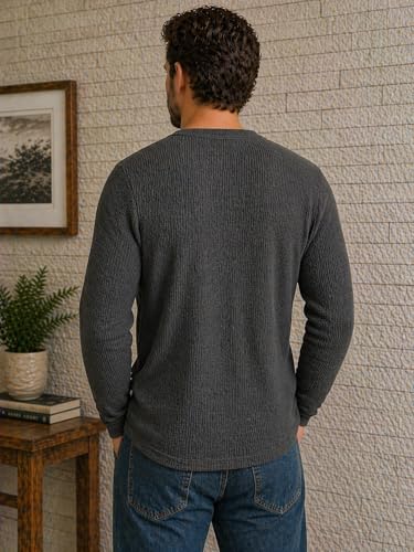 Image of FN3 Men's Premium Waffle Knit Henley Tshirt for Men
