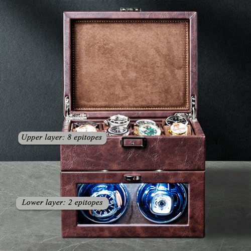Remontoir de montres automatique a double compartiment et eclairage integre - 6