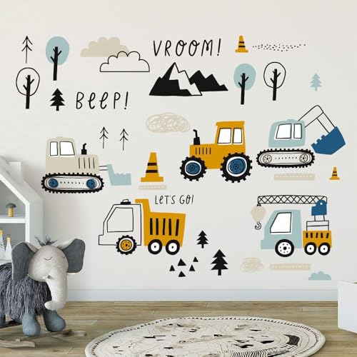 Miniatura 6 de Mulaibdin Pegatinas Infantiles Pared, Car Pegatinas Pared Decorativas Infantiles, Vinilo Paredes Infantil, Papel Pintado Infantil Niño, Decoracion Habitacion Bebe Excavadoras Bulldozers Camiones
