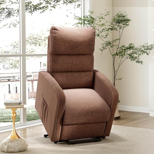 Sillón eléctrico reclinable color piel con elevador