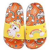  Chanclas de Playa y Piscina Niña Niño Unicornio Zapatillas de Ducha Antideslizante Verano Zapatos de Piscina Sandalias Naranja EU 30 31