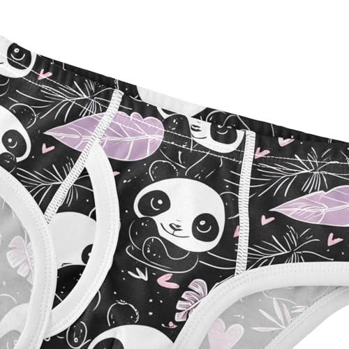 CHIFIGNO Boys Briefs Cotton Underwear Breathable Printed Kids Boys Brief Underwear, Cute Pandas Black4