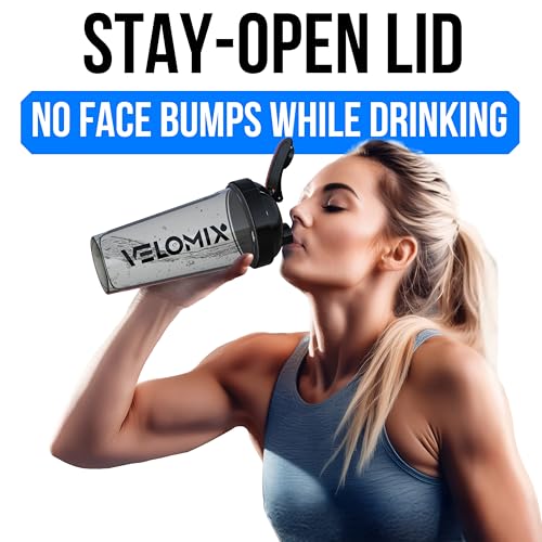 Image of VELOMIX -6 PACK- 28 oz Protein Shaker Bottle for Protein Mixes - 6x Wire Whisk | Leak Proof Shaker Cups for Protein Shakes | Protein Shaker Bottle Pack | Protein Shake Cup (Dynamic Fuel Series) | Protein Shakes, 6x Wire Whisk, Leak Proof, Pre & Post Workout, Shaker Cup