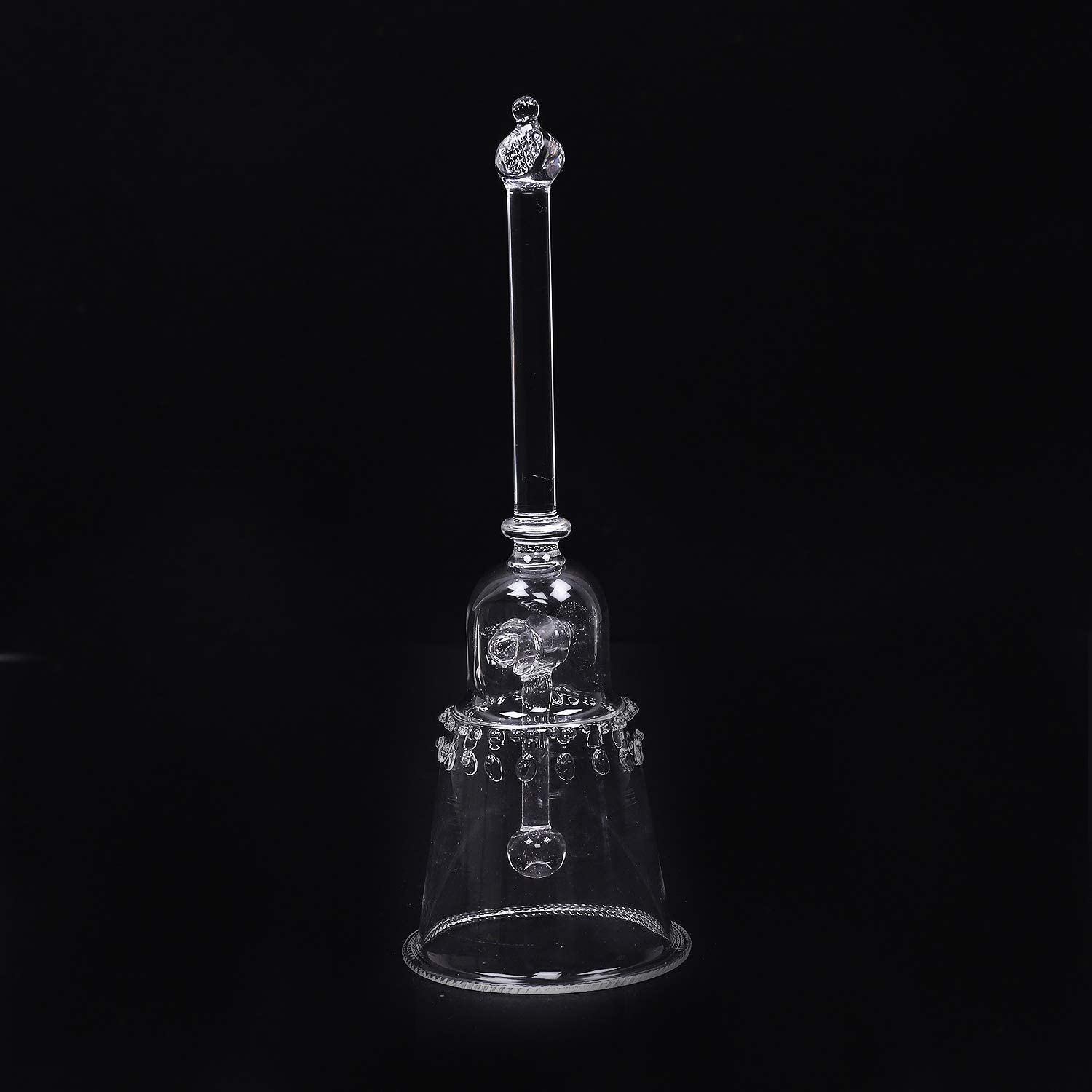 R.D.ENTERPRISES || Glass Hand Held Musical Prayer Ghanti Bell Round Festive Divine Melodious Sound Ringing Bell (- Polished) Glass Pooja Bell (Clear) in Glass Handicraft(4 cm X 4 cm X 13 cm)