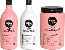 Salon Line, S.O.S Hidratação, Kit Hidratação Turbinada, Produtos Não Veganos - Para Cabelos Lisos, Ondulados, Cacheados e Crespos, 1 kg e 1 L