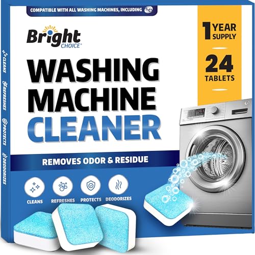 washing machine cleaner tablets 24 pack - deep cleaning tablets for front amp top load works with he washers removes residue odor amp pet hair - 12 month supply of washer cleaner descalers septic safe