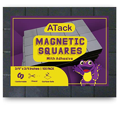 Atack Magnetic Squares With Adhesive Backing 3/4-Inch X 3/4-Inch (Set Of 100) Double-Sided Sticky Magnets- Adhesive Magnets For Magnetic Business Cards, Bookmark, Fridge Magnets And Diy Projects #TOP6
