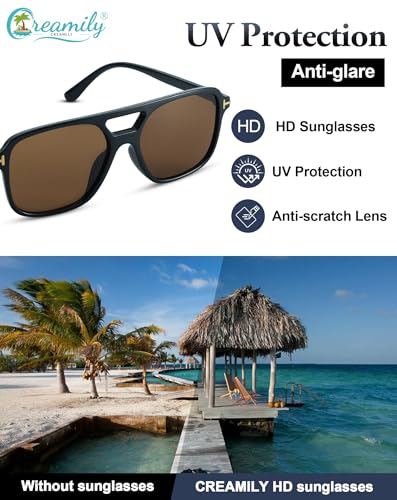 Aviator Womens Square Sunglasses,Trendy Retro Shades For Women,Polarized Sun Glasses With Uv400 Protection For Beach,Vacation,Driving4