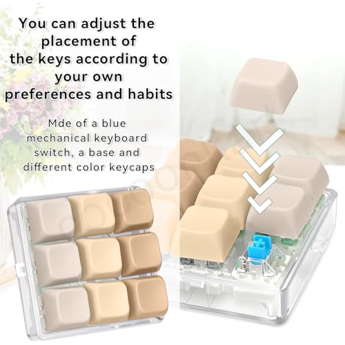 Image of 9 in 1 Keyboard Fidget Toy, Keyboard Fidget Keychain Anti-Stress Keyboard Decompression Button Finger Clicker Toys Stress Relief Fidget Gifts (Brown)