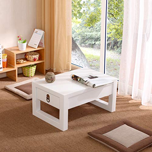 Table basse de salon blanche multifonctionnelle en bois avec tiroirs