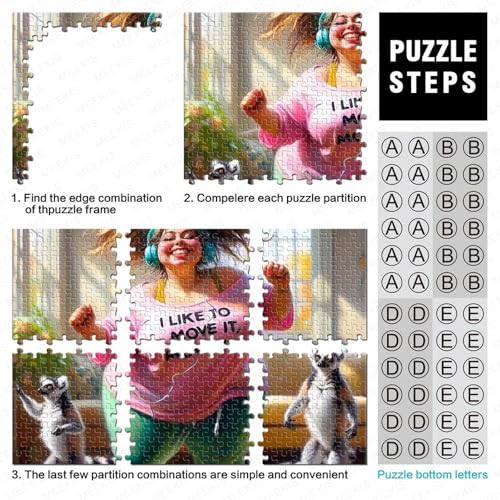 Rompecabezas para adultos de 1000 piezas, juego de mesa de mujer y lémures de 38x26 cm 4