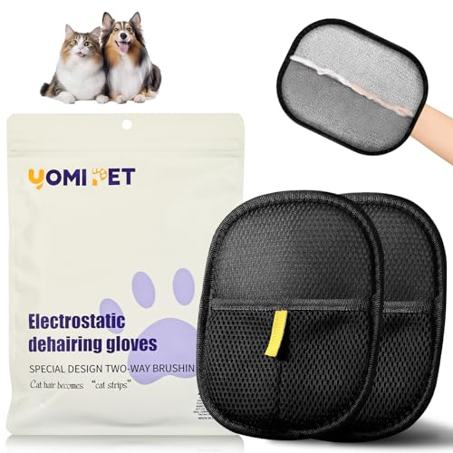 YOMI PET Hair Remover Glove,2026 Updated Cat and Dog Hair Removal Tool.Reusable Electrostatic Hair Removal Gloves.Suitable for Sofas,Bed Sheets,Clothing,Car Seats. (2)