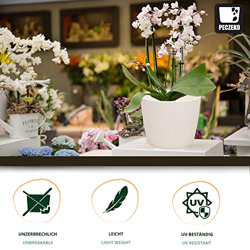 PECZEKO Matte Flower Pot, Plastic Plant Pot, Decorative Pot for, Large and Small, Plants, 2 x Flower Pot Set, Flower Pot - Image 2