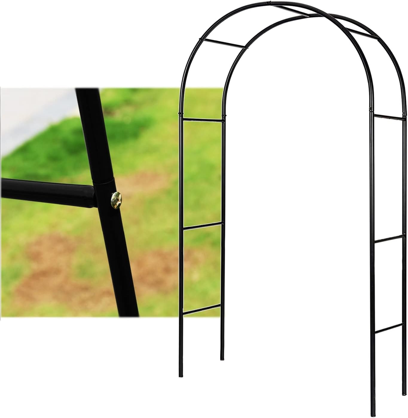 ガーデンアーチ 鉄製 アーチ アイビー パイプ径19mm 組立簡単 耐候性 錆び ないクライミング バラアーチ 玄関アーチ ゲート フラワーアーチ プラントサポートステークス 長期使用 庭 装飾 お祭り 結婚式 飾り Diy 庭づくり 園芸 ガーデニング用品 Color Black