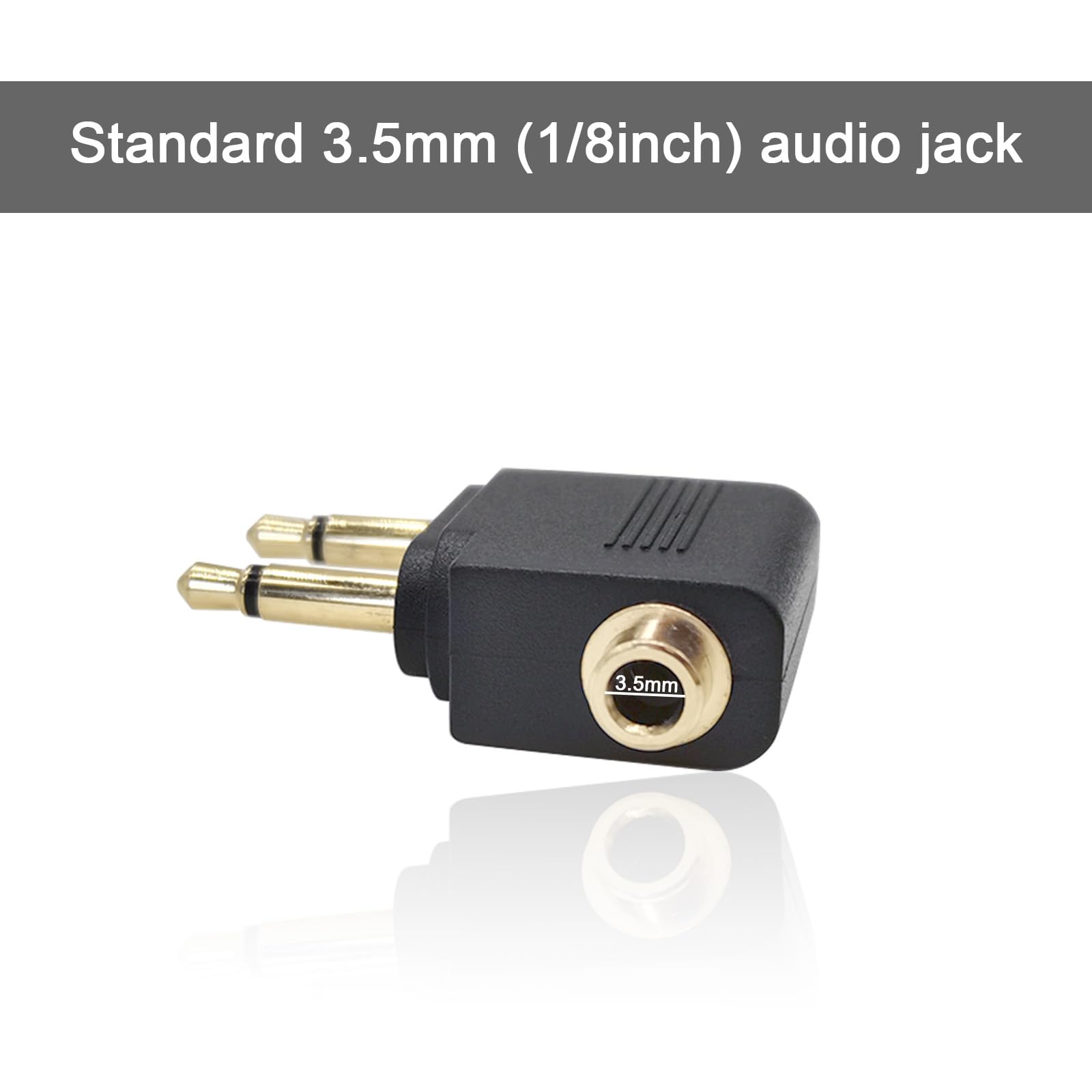 gsplmm 2-Pack Air Adapters, Gold Plated Dual 3.5mm Male to Female, Stereo Aux Jack Headphone Adapter for Audio Jack to Airplane Flight Connector