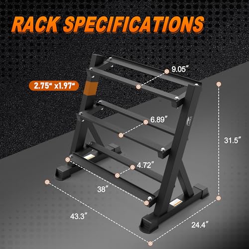 Image of Leikefitness Dumbbell Rack 3 Tier Heavy Weight Organizer Dumbbell Storage Stand Holder 1100lbs Capacity Quick Assembly Dumbbell Weight Storage Rack For Home Gym, Black (Rack Only)