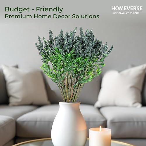 Image of Homeverse Fresh Lavender 12Pcs Lavender Fake Plant 14Inch Height Bouquet, Green Stems Bundled for Decorative Items for Diwali, Home, Room, Office, Bedroom, Anniversary, Deepawali (Green)
