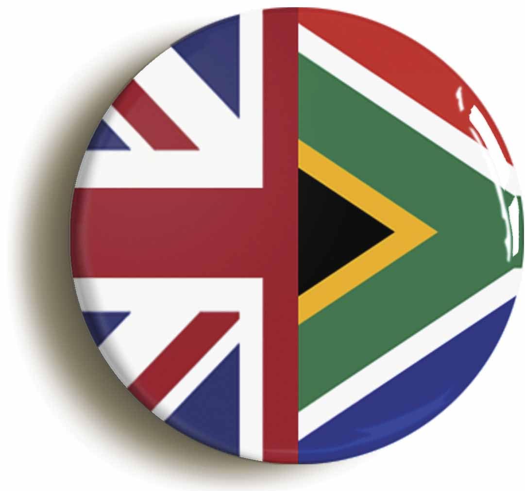 South Africa United Kingdom Split Flag Fridge Magnet (Circular 2inch / 50mm Diameter)