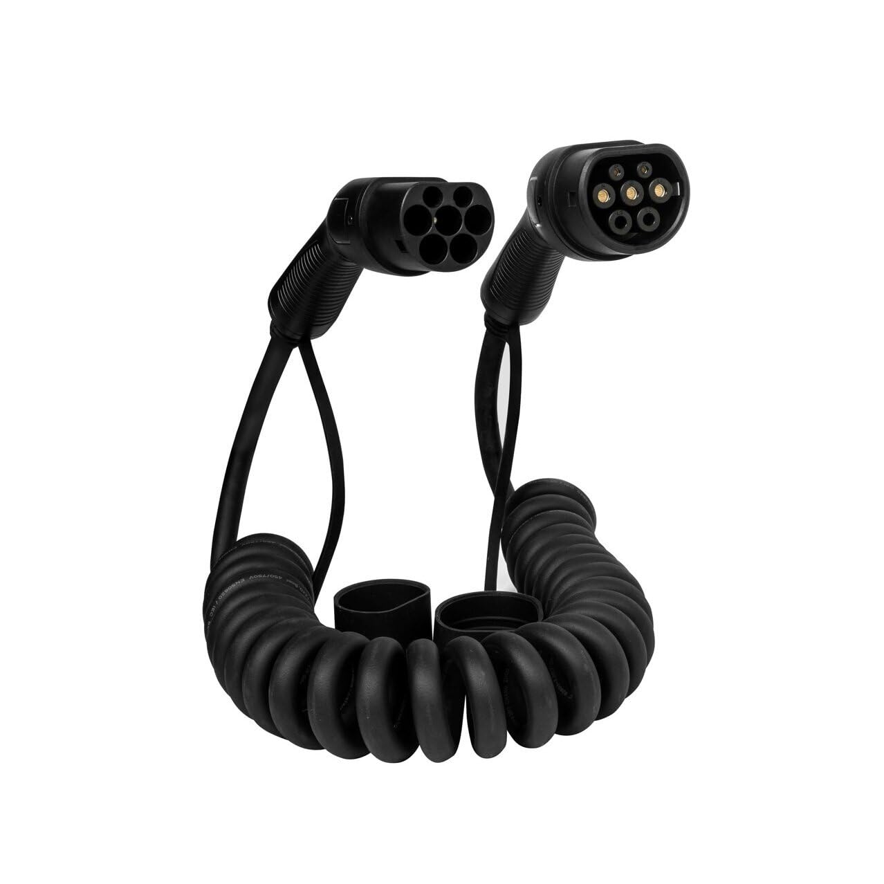 Cable de carga en espiral | Tipo 2 – 22 kW, 32 A, 3 fases, 3 m, para coches eléctricos, cable robusto de 3 m, IP54, certificado CE y TUV, para coches eléctricos tipo 2 en Europa