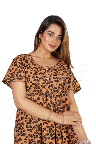 Image of Kuruti B Sheets Nighty for Women Cotton Combo (Pack of 2 Pcs) Nighty Gown Round Neck Short Sleeves Free Size